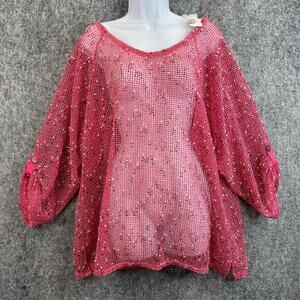 Frazzle Pink Mesh Tunic Women Size XL
